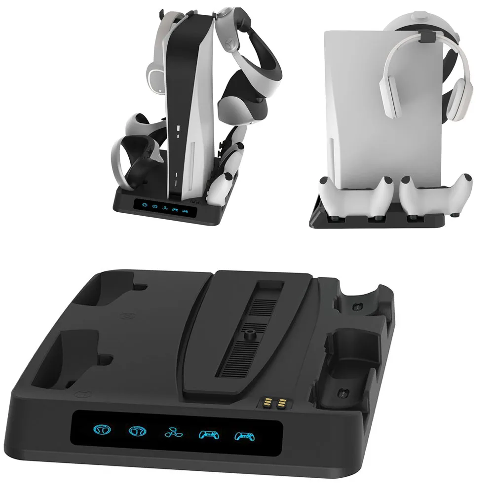 

Многофункциональная охлаждающая подставка, световые индикаторы, контроллер шлема, вертикальная подставка, держатель гарнитуры, зарядка через USB, аксессуары VR2