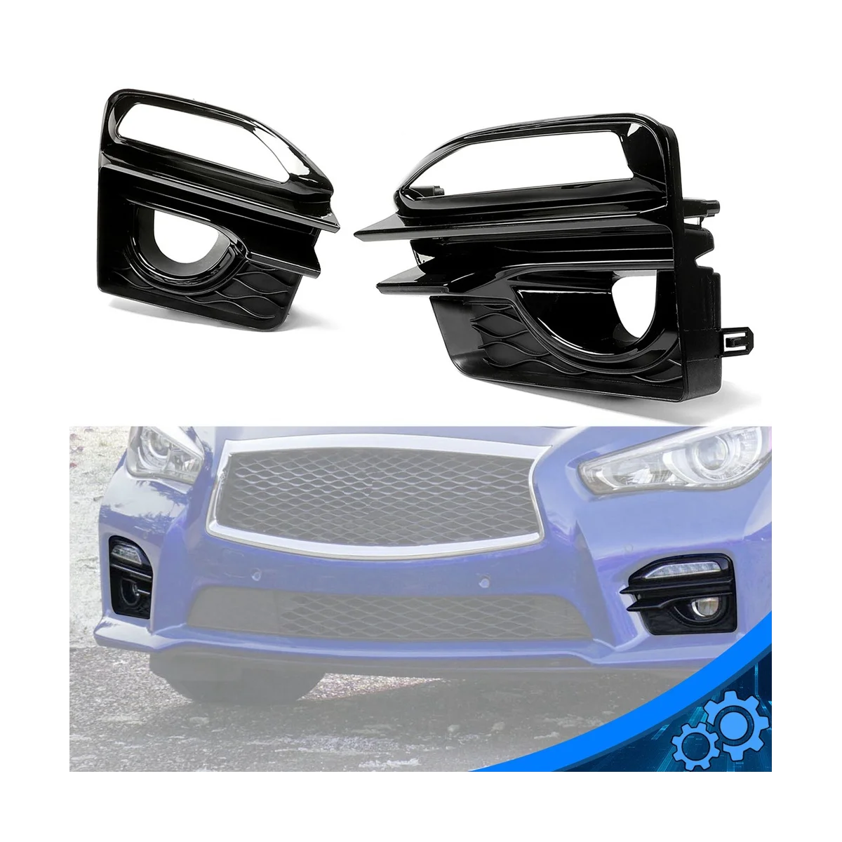 

Яркая черная передняя противотуманная решетка для автомобиля, противотуманная фара, обшивка для Q50 Sport 2014 2015 2016 2017