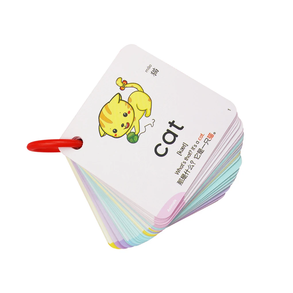 

Kids Paper English Word Card Set Pre-school Daycare Cartoon Style Children Learning Cards Plaything Birthday Gift