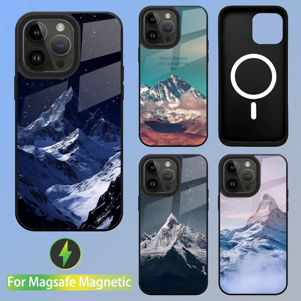 Крутой чехол для телефона Everest Snow Mountain iPhone 16 15 14 13 12 11 Plus Pro Max Mini Magsafe с магнитной