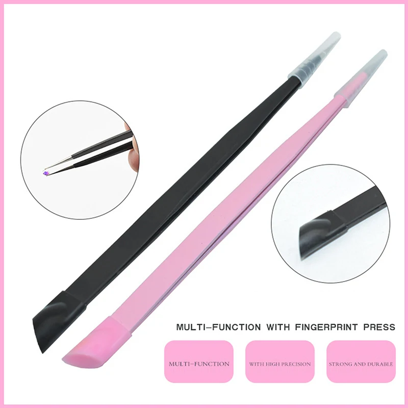 

1 шт. пинцет для ногтей с силиконовой насадкой для 3D наклеек Стразы Пинцет из нержавеющей стали Маникюрный Инструмент