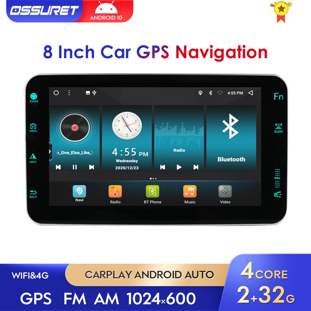 

DSP 1Din 4Core Android 10 CAR Audio Radio Bluetooth 5.0 Stereo Universal Rotatable Screen Multimedia Player RDS GPS Wifi SWC USB