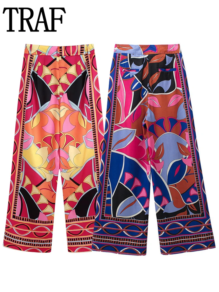 

Брюки женские с принтом и завышенной талией, с широкими штанинами