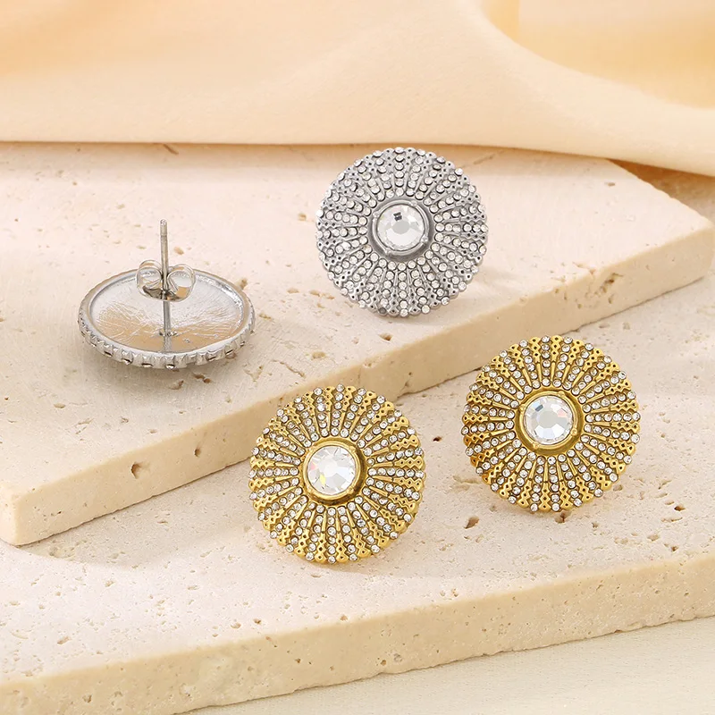 Красочные разноцветные большие круглые серьги из нержавеющей стали для женщин и