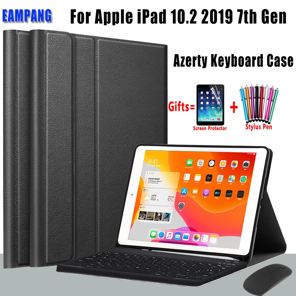

Чехол для клавиатуры AZERTY с мышью для Apple iPad 10,2 2019 7 поколения A2200 A2198 A2197 A2232, Французская клавиатура AZERT