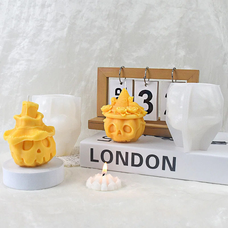 Pumpkin Ghost Silicone Mold Candle Mould Halloween Molds Witch Hat Scented Ornaments Plaster