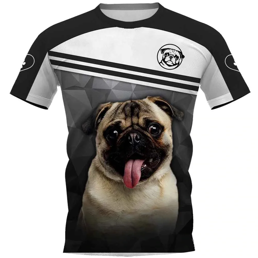 

CLOOCL Animals T-shirts 3D Graphic White Black Pugs Printed Tees Fashion Casual Sportswear Hip Hop Tops Streetwear Dropshippinig