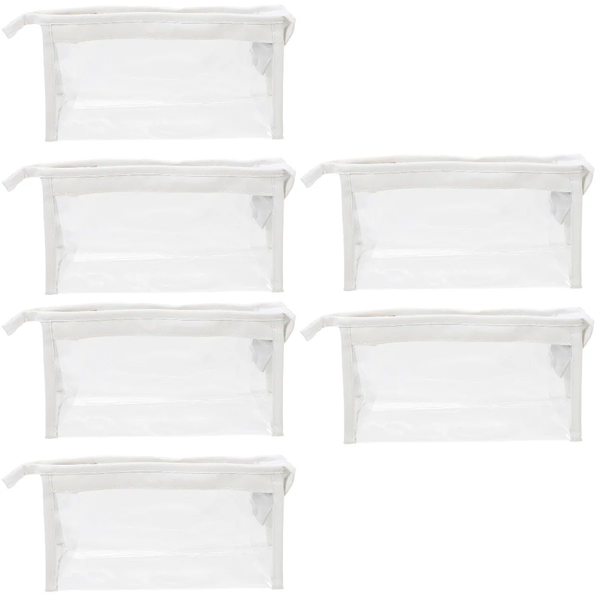 

6 pcs Zippered Pencil Bags Stationery Organizers Pencils Storage Pouches for Students (White)