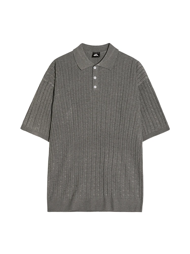 Футболка мужская Свободная трикотажная повседневный топ с отложным воротником и