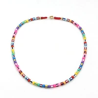 2022 fashion design diy handmade bead string rainbow color matching ladies enamel necklace boho ethnic charm necklace bracelet