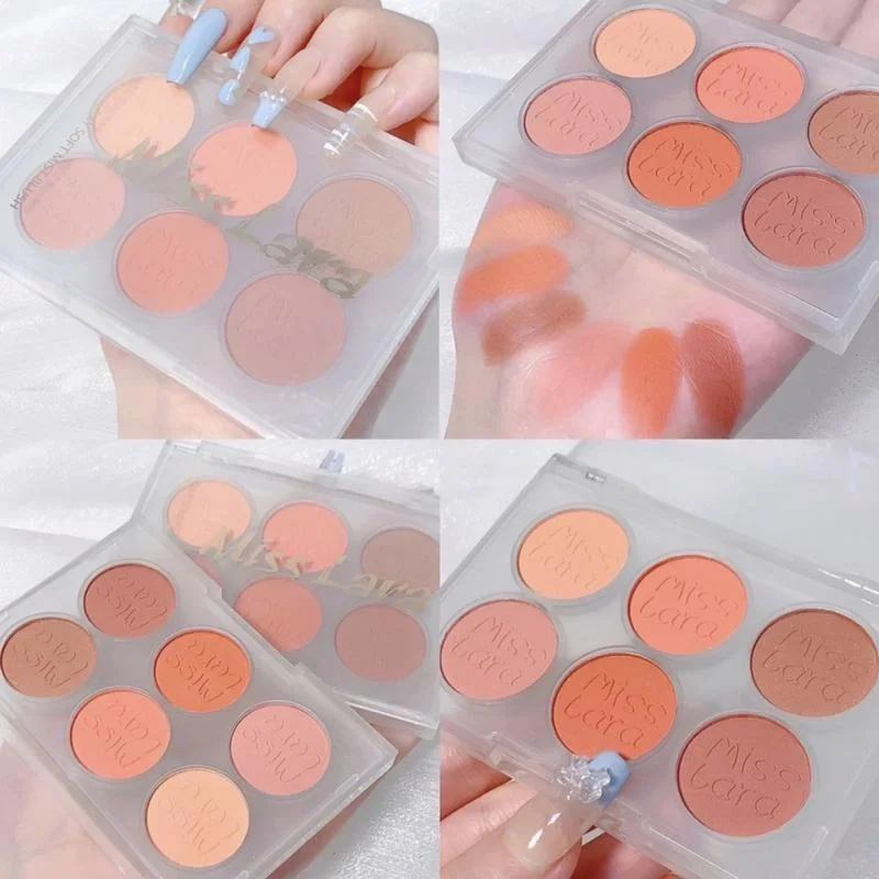 

6 Colors Highlighter Bronzer Cream Contour Shadow Matte Rose Tea Blushes Highgloss Palette Hot Blush Face Makeup