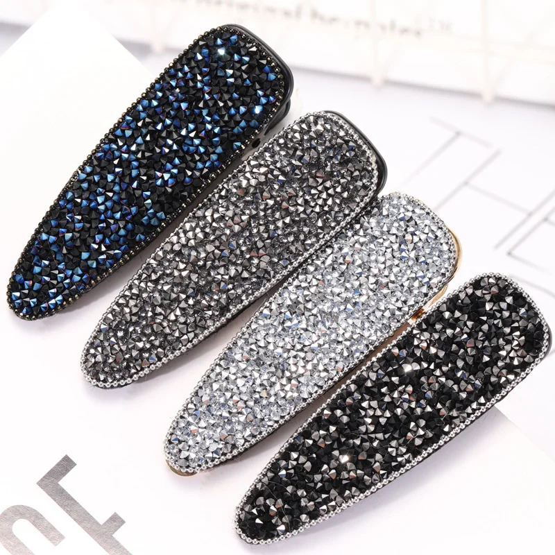 

2023 Hot Ins Korean Hairpins for Women Crystal Paved Water Drop Hair Clips Quality Luxury Rectangle Barrettes for Fringe Hair
