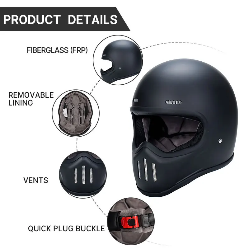 Мотоциклетный шлем из стекловолокна для мужчин и женщин гоночный на все лицо