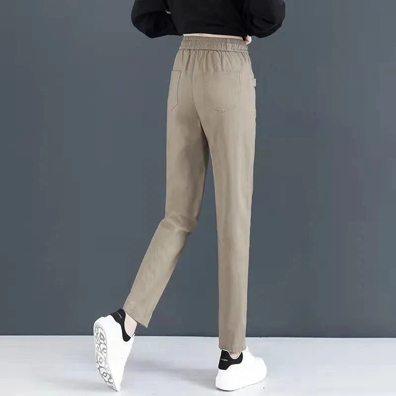 Повседневные эластичные брюки-карандаш до щиколотки с высокой талией в