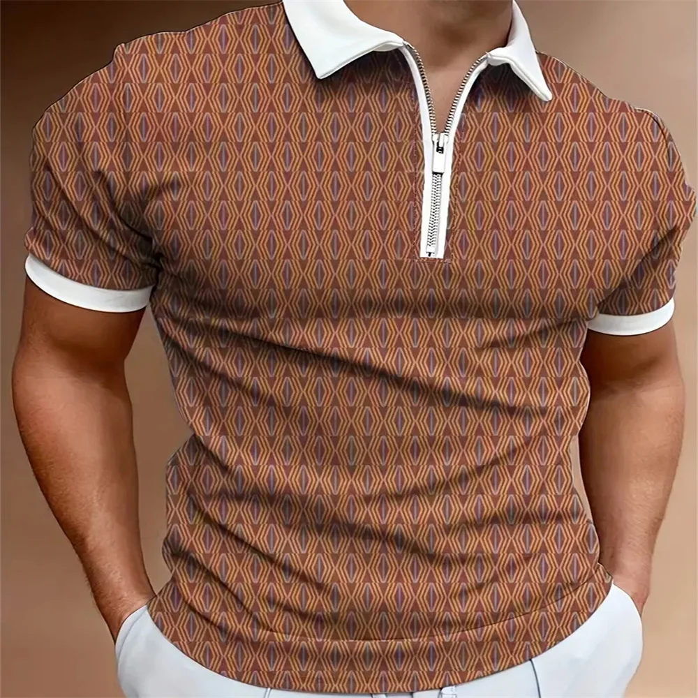 

Мужская футболка-поло на молнии, с коротким рукавом