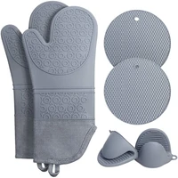 6pcsset hot oven mitts baking anti hot gloves resistant insulation pad oven microwave silicone mat kitchen tools
