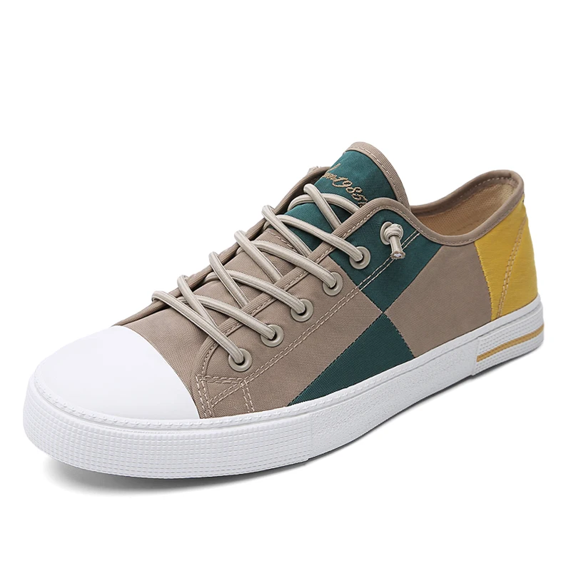 

New Mens Canvas Shoes Breathable Slip-on Men Casual Sneakers Flats Fashion Outdoor Lightweight Colorblock Male Walking Shoes