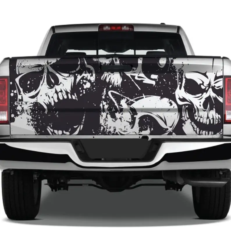 

Skulls Grunge Tattoo Grunge Splash Zombies Walking Dead Undead Graphic Wrap Tailgate Vinyl Decal Truck Pickup SUV