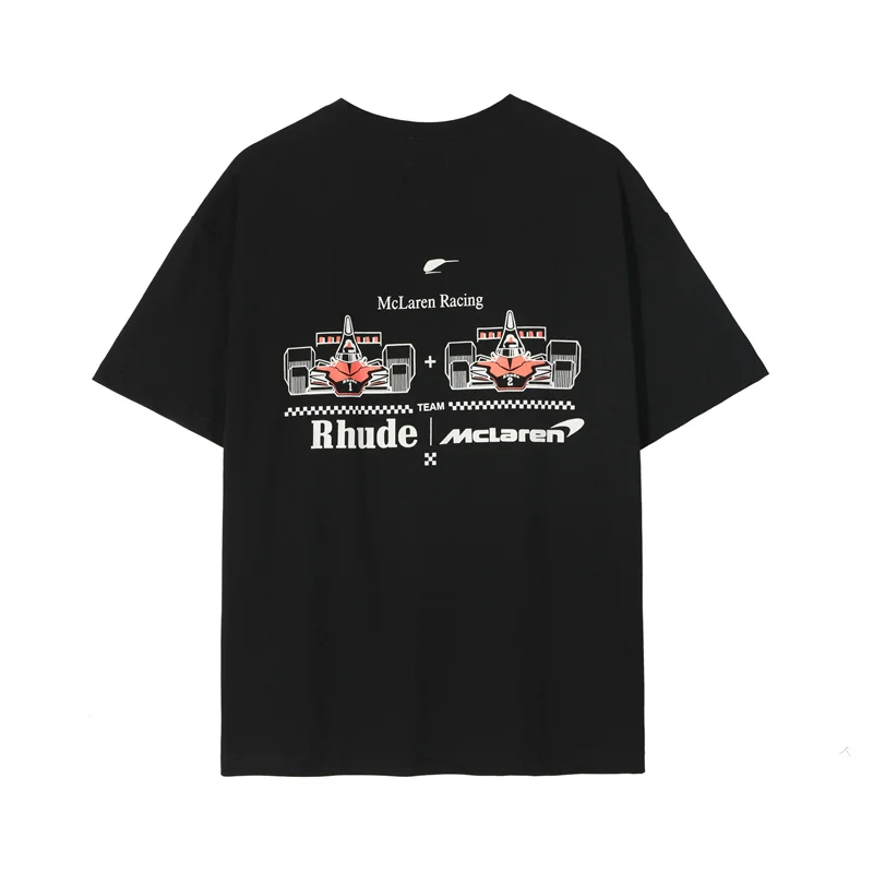 

Rhude Co Branded Formula F1 Racing Printed Short Sleeve T-Shirt Black S-XL Men Oversize letter printing Hip-hop Fashion T Shirt