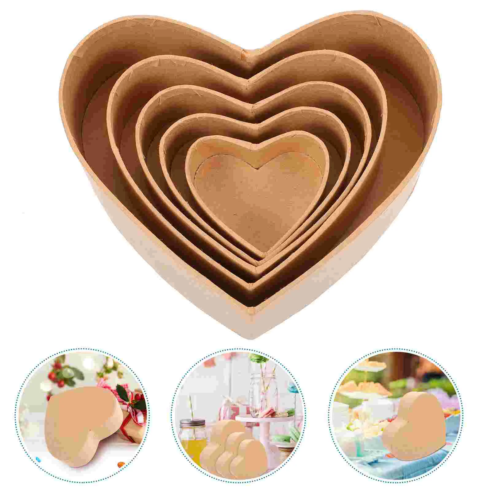 

Box Paper Boxes Heart Kraft Storage Gift Mache Candy Container Shaped Reusable Mailing Bakery Small Papier Wrapping Valentine