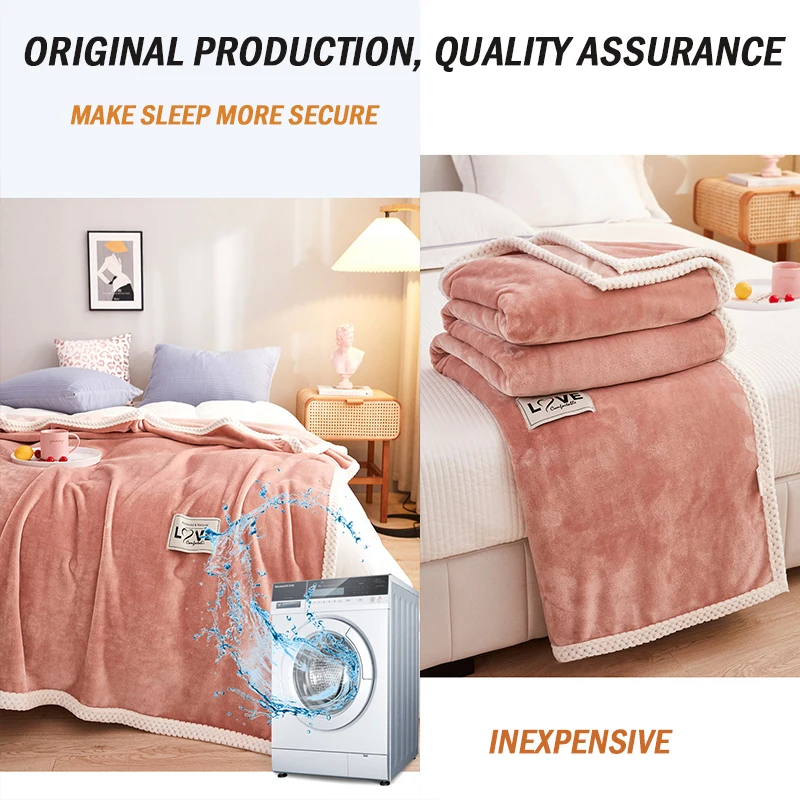 

New solid color milk fleece blanket thickened gift blanket sofa blanket nap blanket Falaise fleece blanket