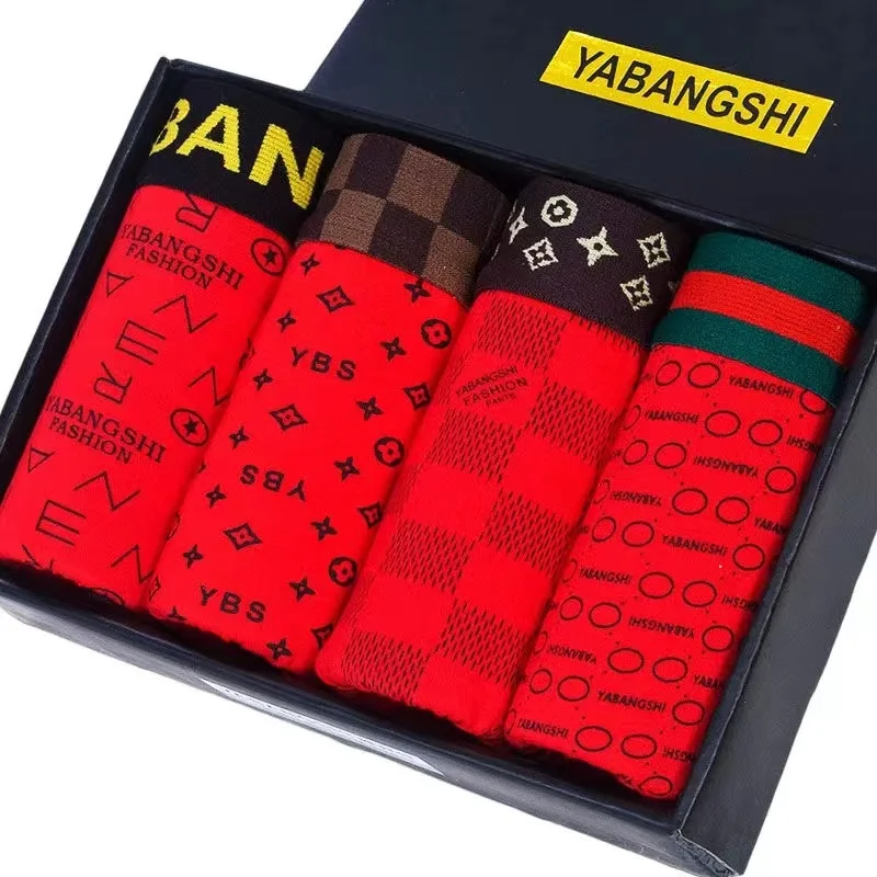 

4 шт./комплект, мужские трусы-боксеры из хлопка