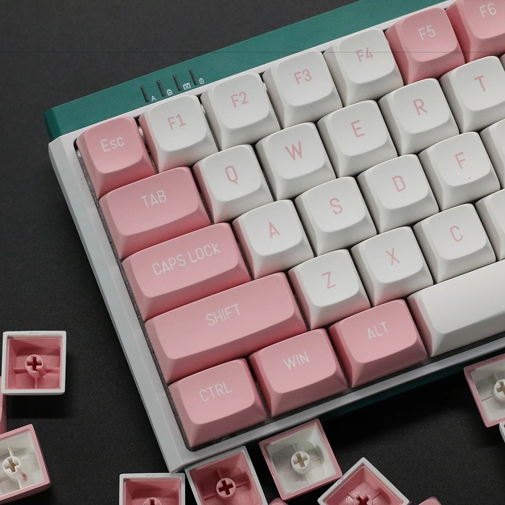

KeysLand 149keys PBT Double Shot Keycaps Mechanical Keyboard White Pink CSA Profile for NJ80 Fit 61/64/68/75/84/104/108