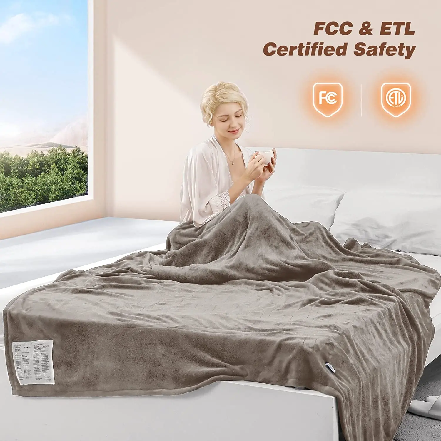 

72"x 84" Electric Blanket, Full Size Flannel Heated Blanket with 4 Heating Levels and 10 Hours Auto-off, ETL Certification, Fast