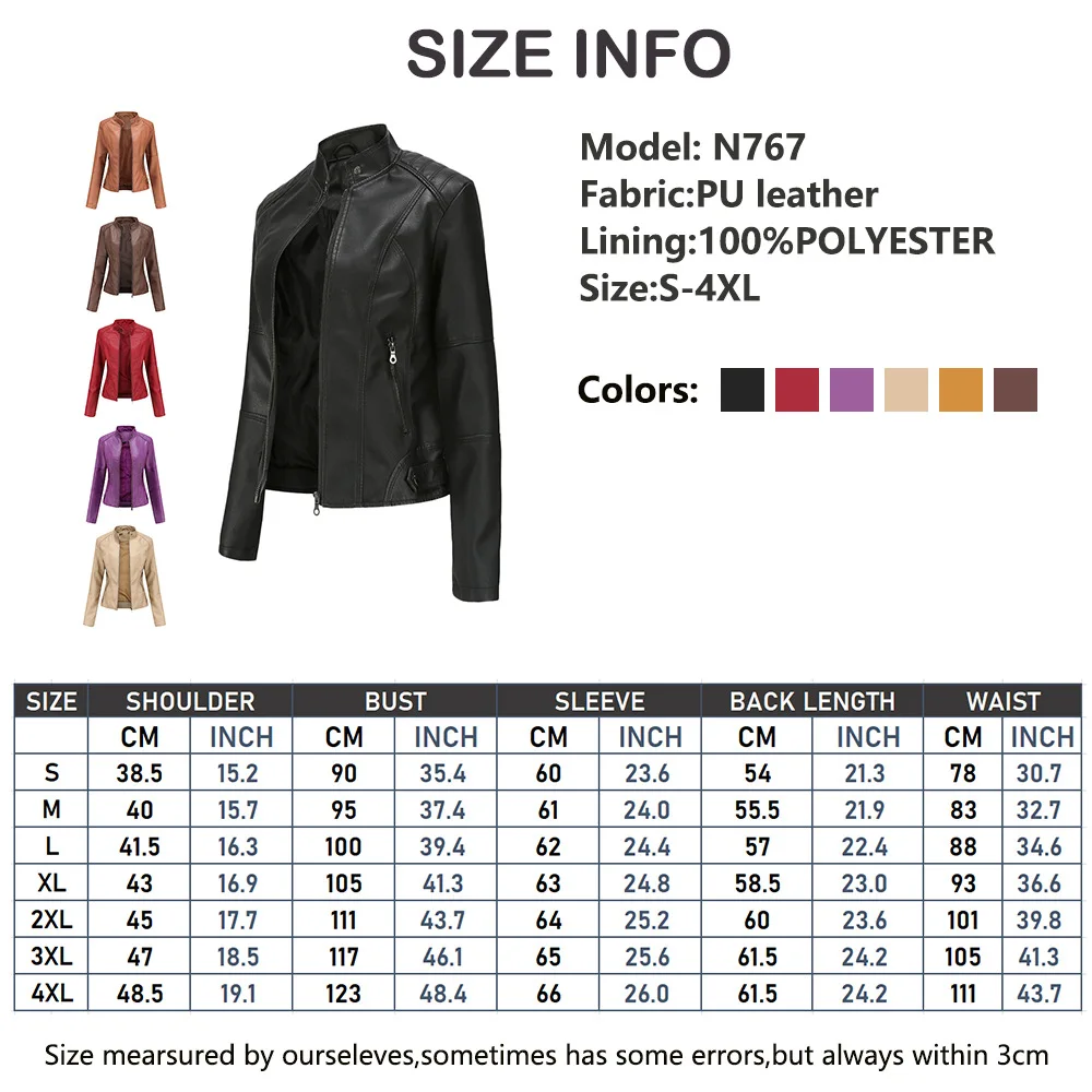 Autumn PU Leather Jacket Women High Street Solid Slim Faux Leather Coats Elegant Moto Biker Jackets Female Outerwear 2023 Winter