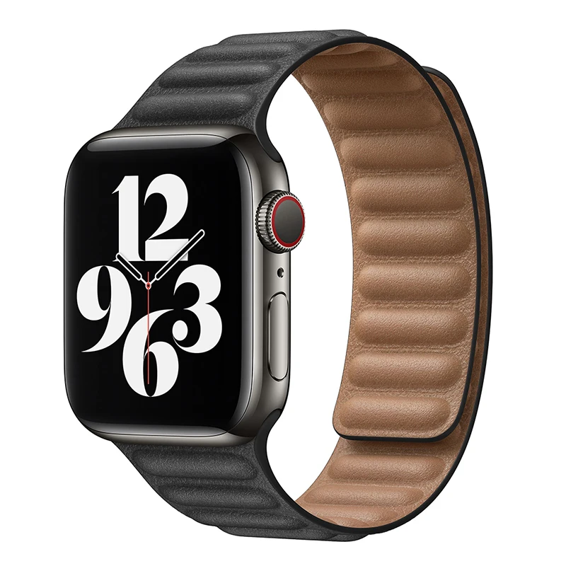 Ремешок кожаный для apple watch band 42 мм 40 41 45 44 38 оригинальный магнитный браслет iwatch series