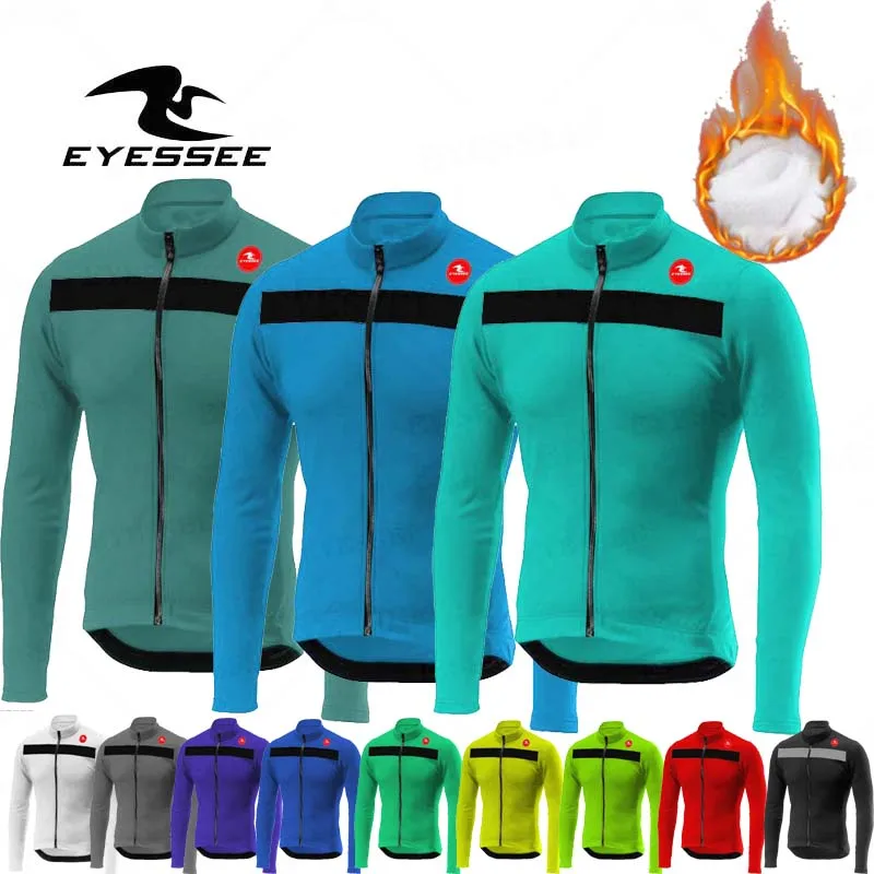 

Мужская зимняя куртка с длинным рукавом EYESSEE, уличная теплая велосипедная одежда, велосипедная Джерси, теплые флисовые удобные топы, спортивная одежда