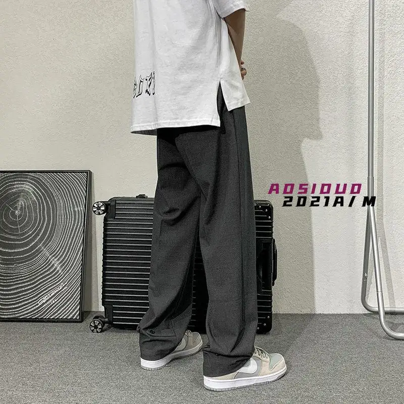 

DIMI Male Suit Trousers Korean Style Hip Hop Branded Elastic Waist Men's Pant Summer Ice Silk Men Pants Fashion Solid Color