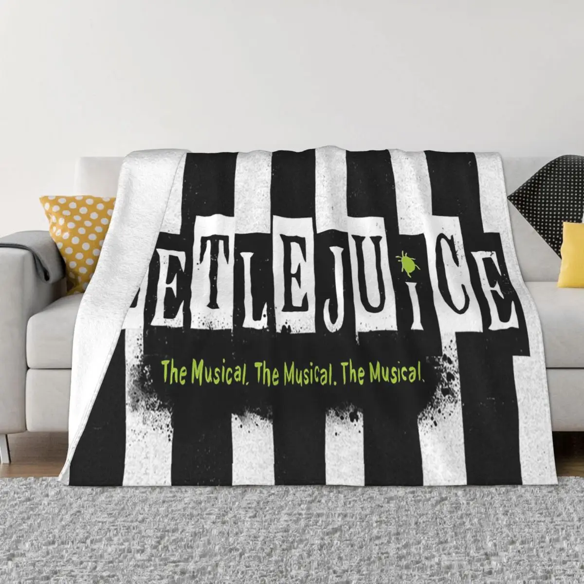 

Beetlejuice Horror Movie Blankets Fleece Printed Black And White Breathable Thin Throw Blanket for Sofa Bedroom Bedspread