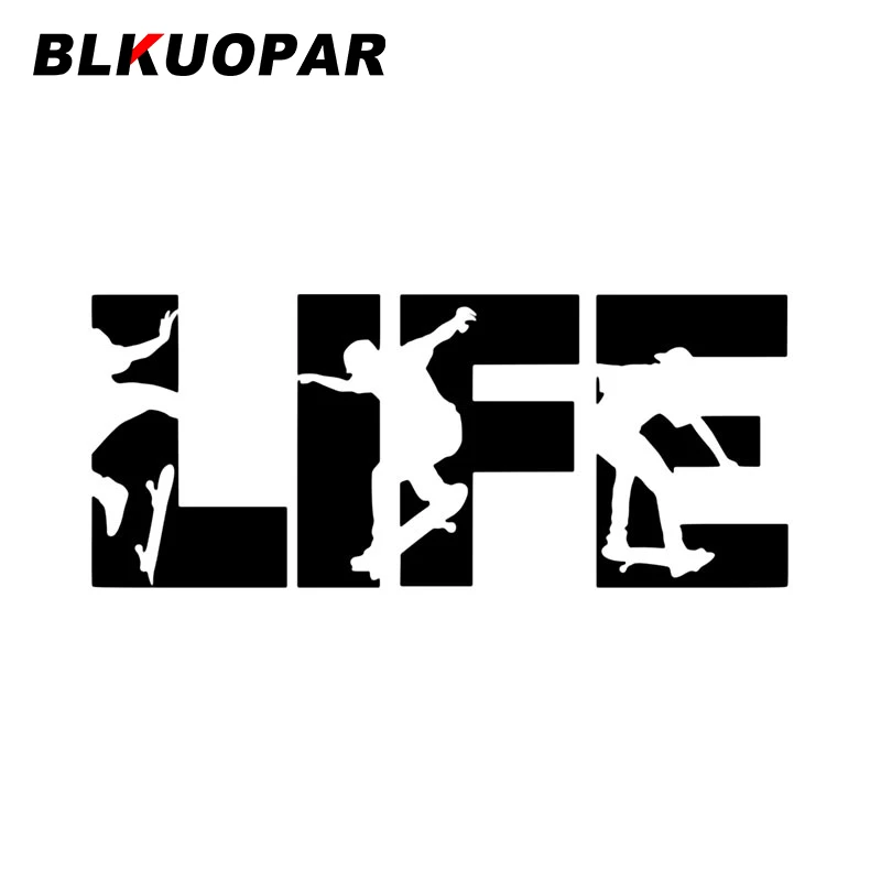 

BLKUOPAR Life, скейтборд, искусство, силуэт шрифтов, автомобильная наклейка, защита от царапин, искусственная высечка, украшение для окна ноутбука...