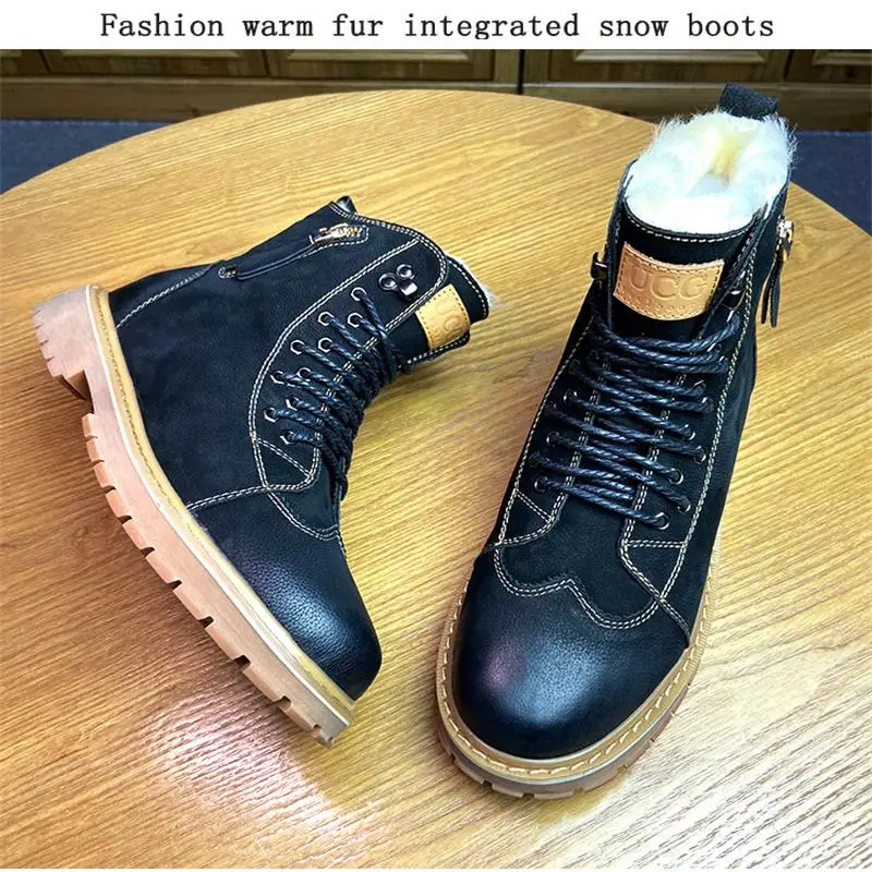 

Зимние ботинки из натуральной шерсти с морозоустойчивостью минус 40 ° ~ Встроенные из натурального меха для мужчин и женщин мужские плюшевые ботинки из воловьей кожи большого размера 47 48