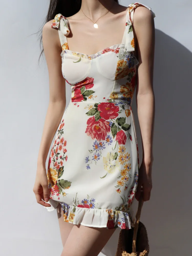 

Платье WOMEGAGA женское во французском стиле, модное приталенное платье на бретельках с завышенной талией в стиле ретро, с красным принтом и обо...