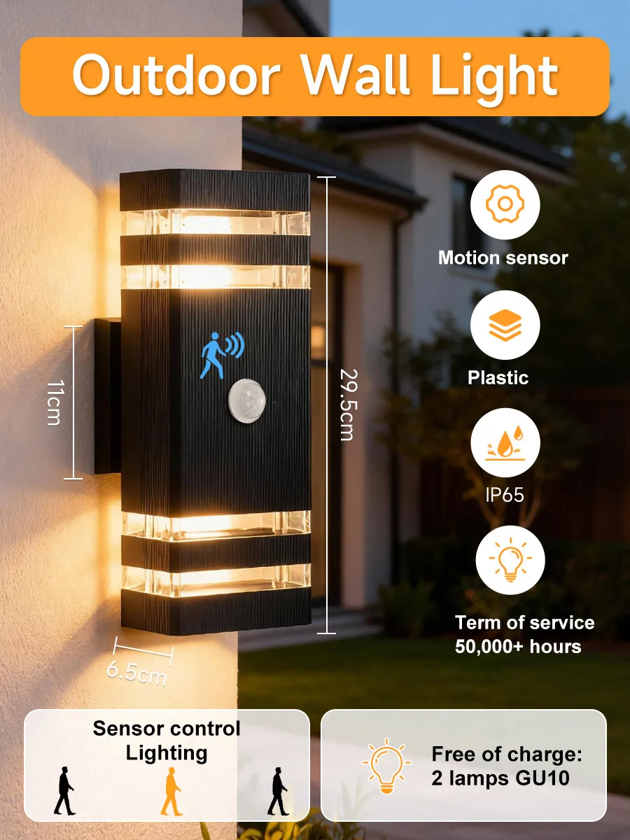 110 В 220 В уличные настенные светильники с умным датчиком движения, водонепроницаемые светодиодные настенные светильники для ламп на крыльце, задний двор, сад, декор гаража джордж оруэлл скотный двор эссе