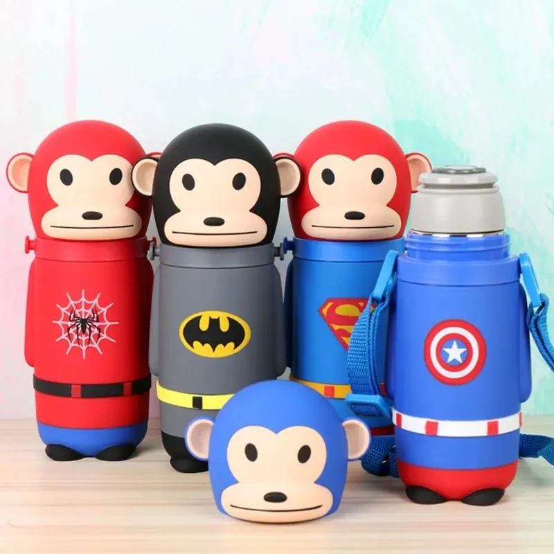

Creative Stainless Steel Super Hero Avenger Thermos child strap Portable Unisex Students Personality Trendy Cartoon Cup