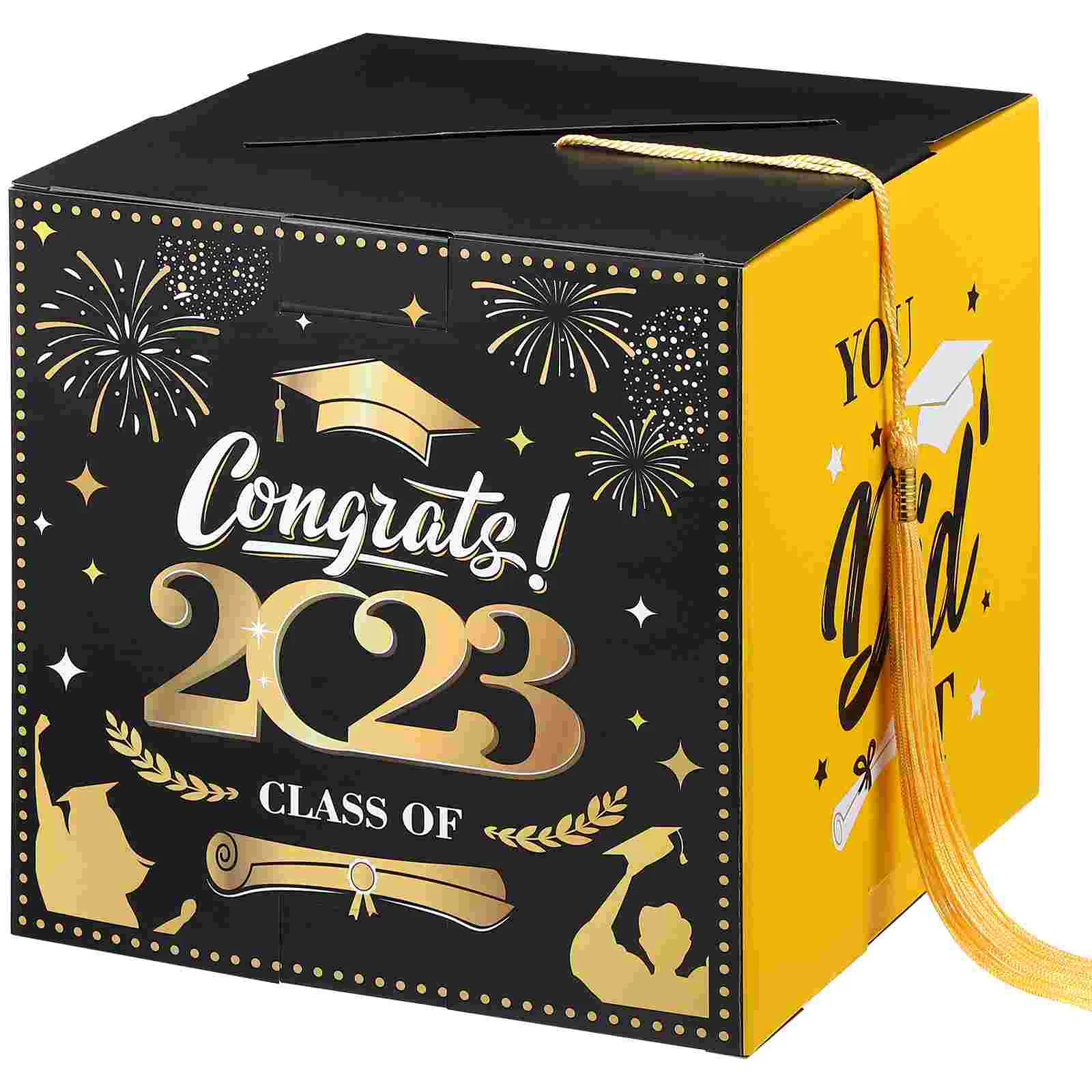 

Box Graduation Grad Holder Party Gift Congrats Boxes Decorations Advice Supplies Invitation Graduate Black Congrates Favors