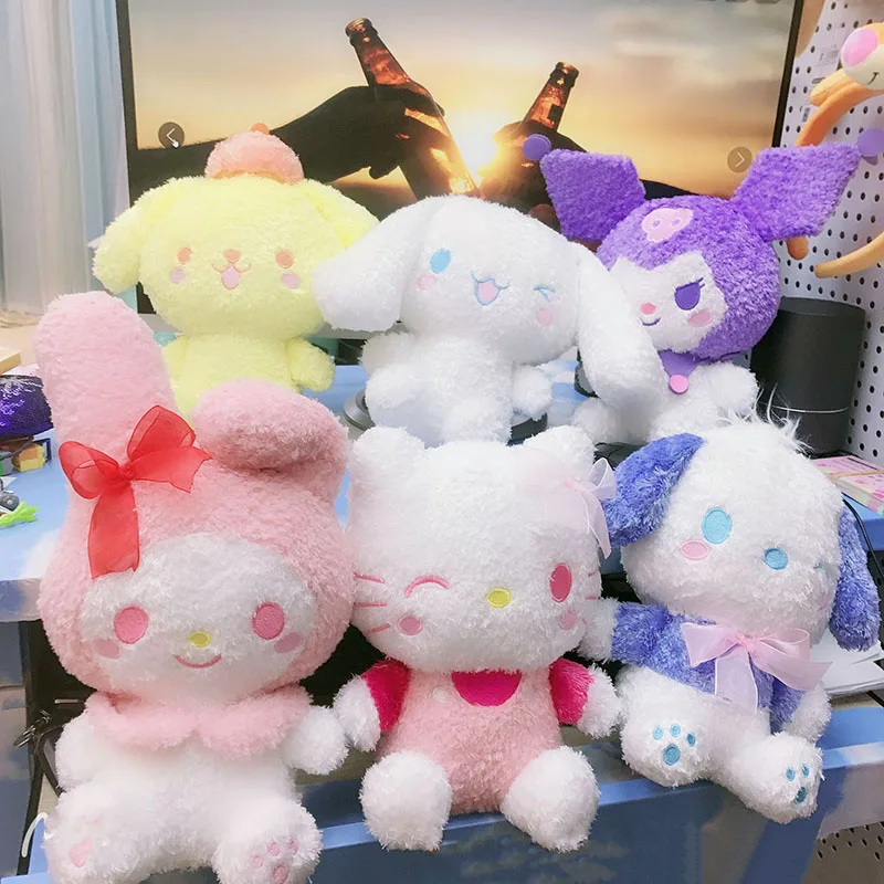 Sanrio Kawaii Kuromi Cinnamoroll Hello Kitty Melody Мультяшные Мягкие плюшевые кулоны-куклы для девочек
