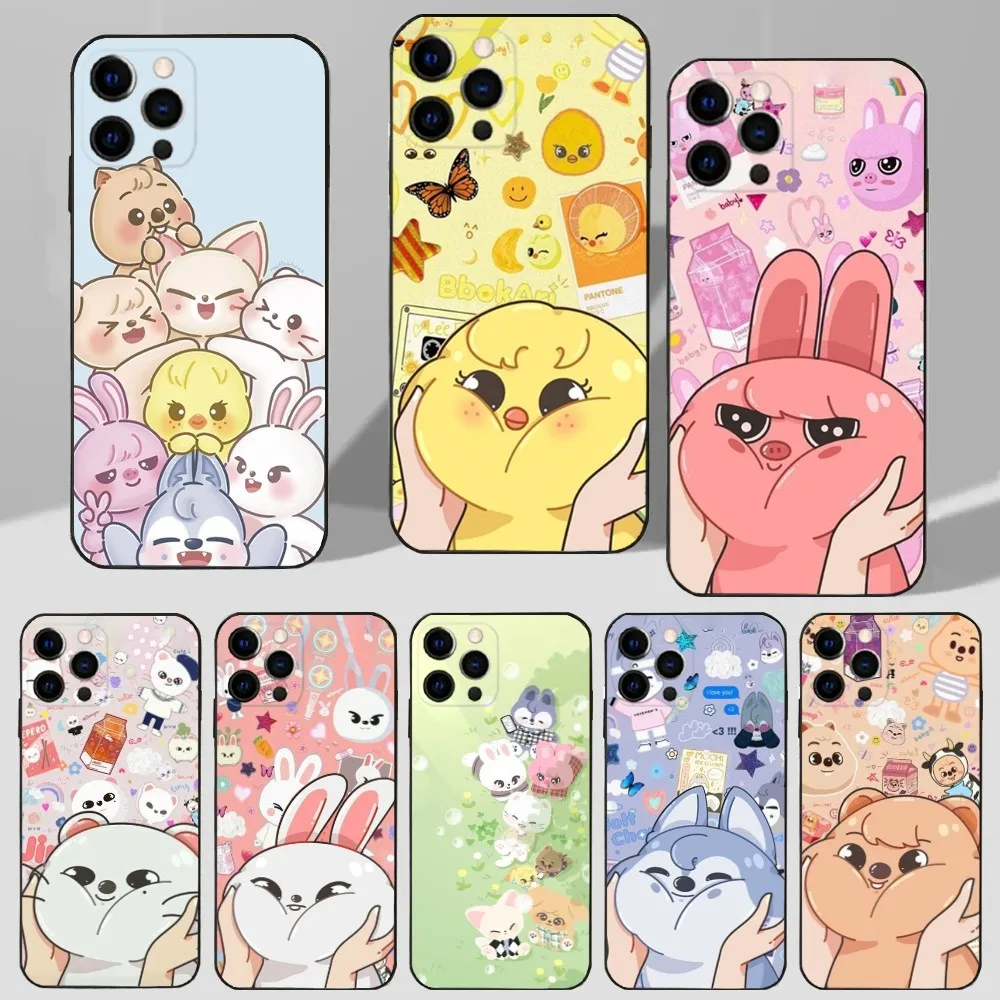 Kpop Stray-Kids Skzoo-ES Phone Case For iPhone 16 15 14 13 12 11 Plus Pro Max XS X XR SE Mini 8 7 Soft Silicone Black Cover