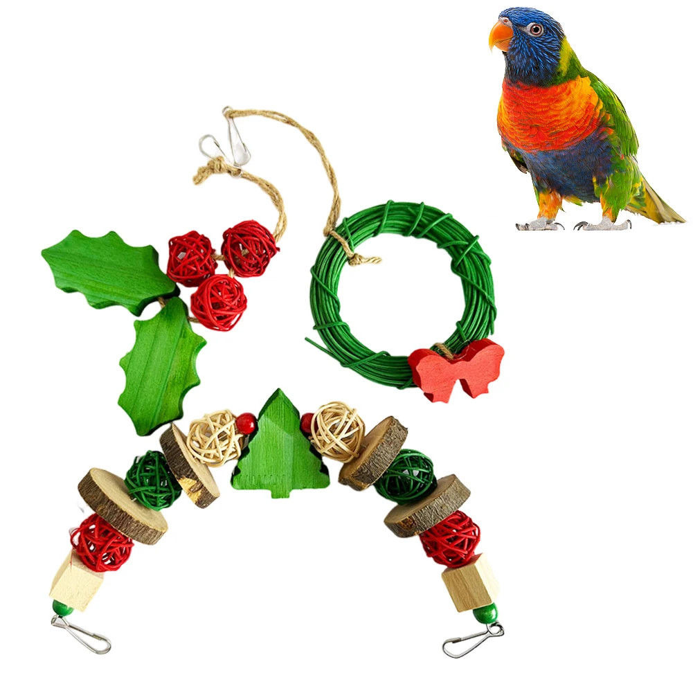 

3pcs Colorful Parrot Toys Bite Resistant Teeth Chewing Toys For Small Parrots Parakeets Conures Cockatiels Love Birds Pet Suppli