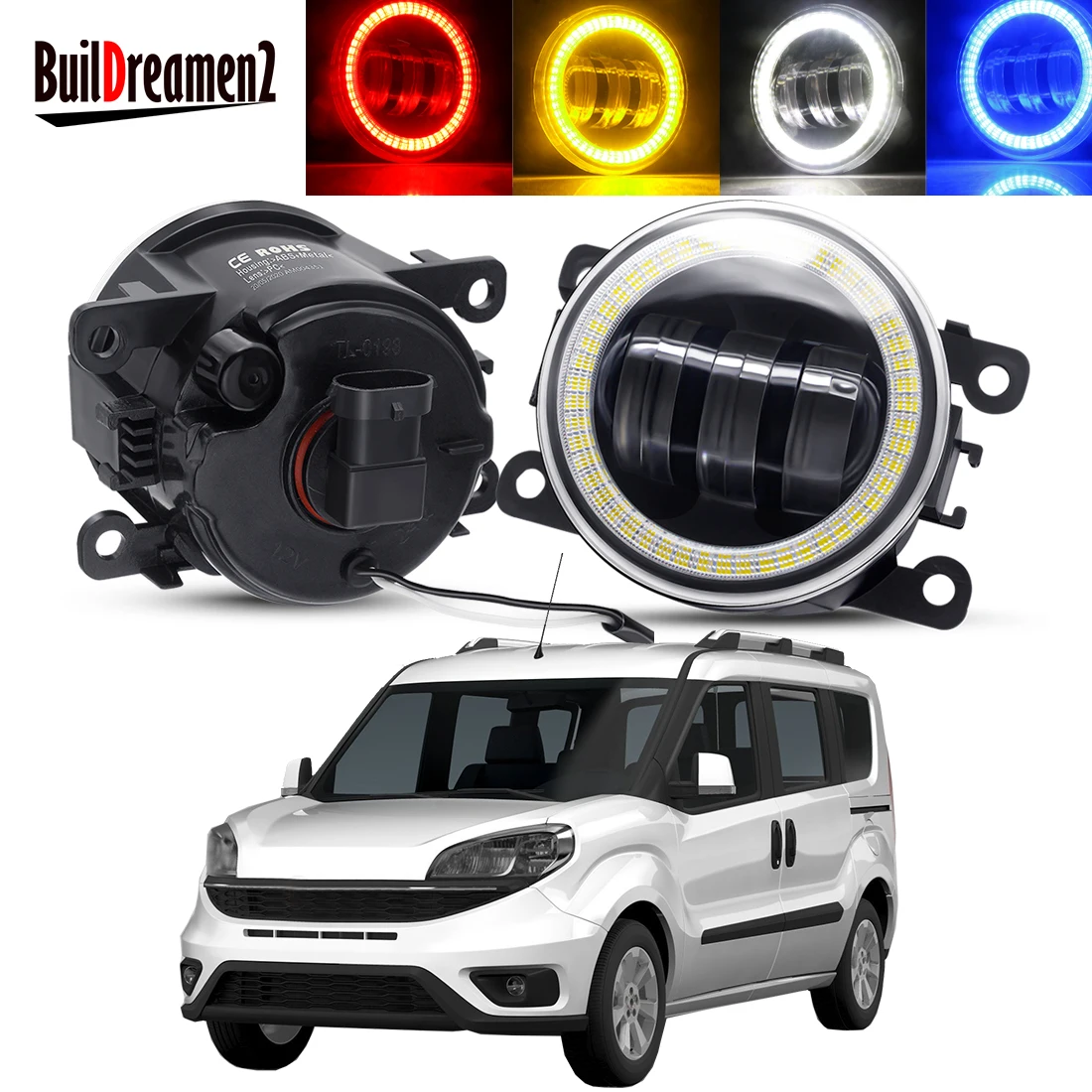 

Автомобильные противотуманные фары Angel Eye в сборе, 2 шт., светодиодные линзы 30 Вт, ДХО, противотуманные дневные ходовые огни H11 12 В для Fiat Doblo ...