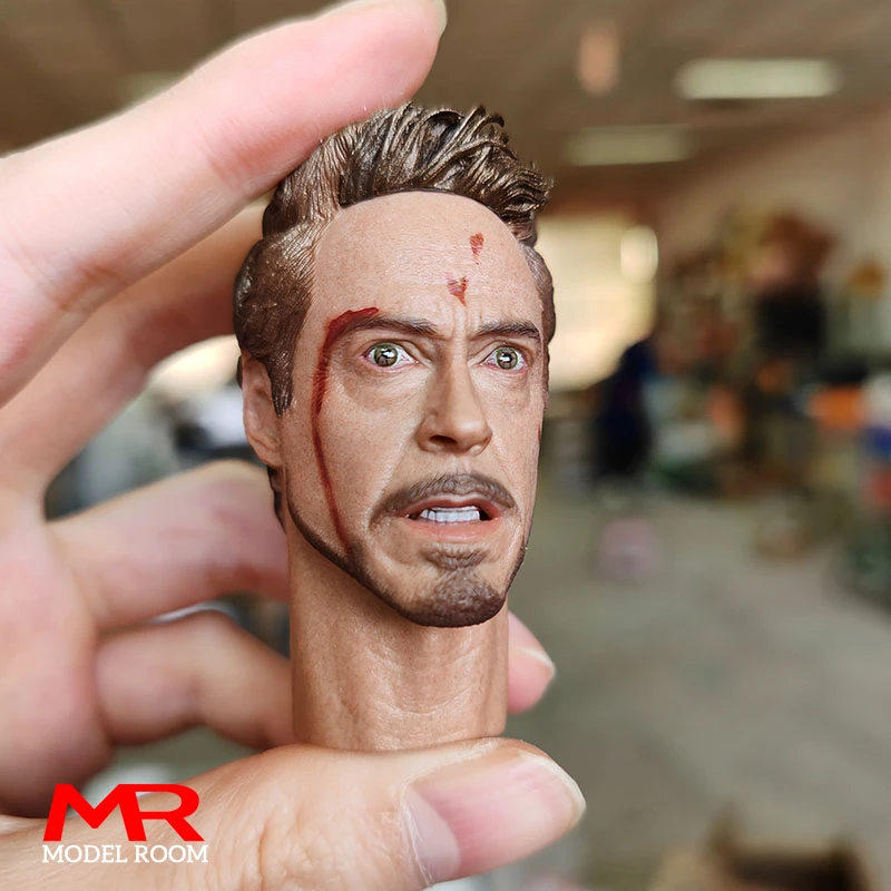 Фото Масштаб 1/6 Angry Robert Downey Jr. Модель для резьбы по травмам головы, подходит для 12-дюймовой фигурки мужского солдата, куклы для тела