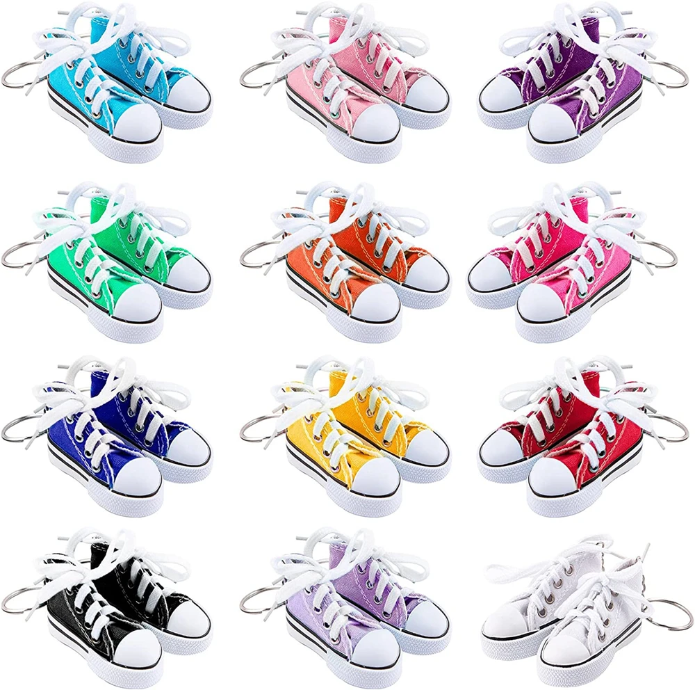 Colorful 3d Canvas Sneaker Keychain Cute Mini Shoes With Key Ring Women Girls Bag Pendant Decoration Funny Party Gifts For Kids
