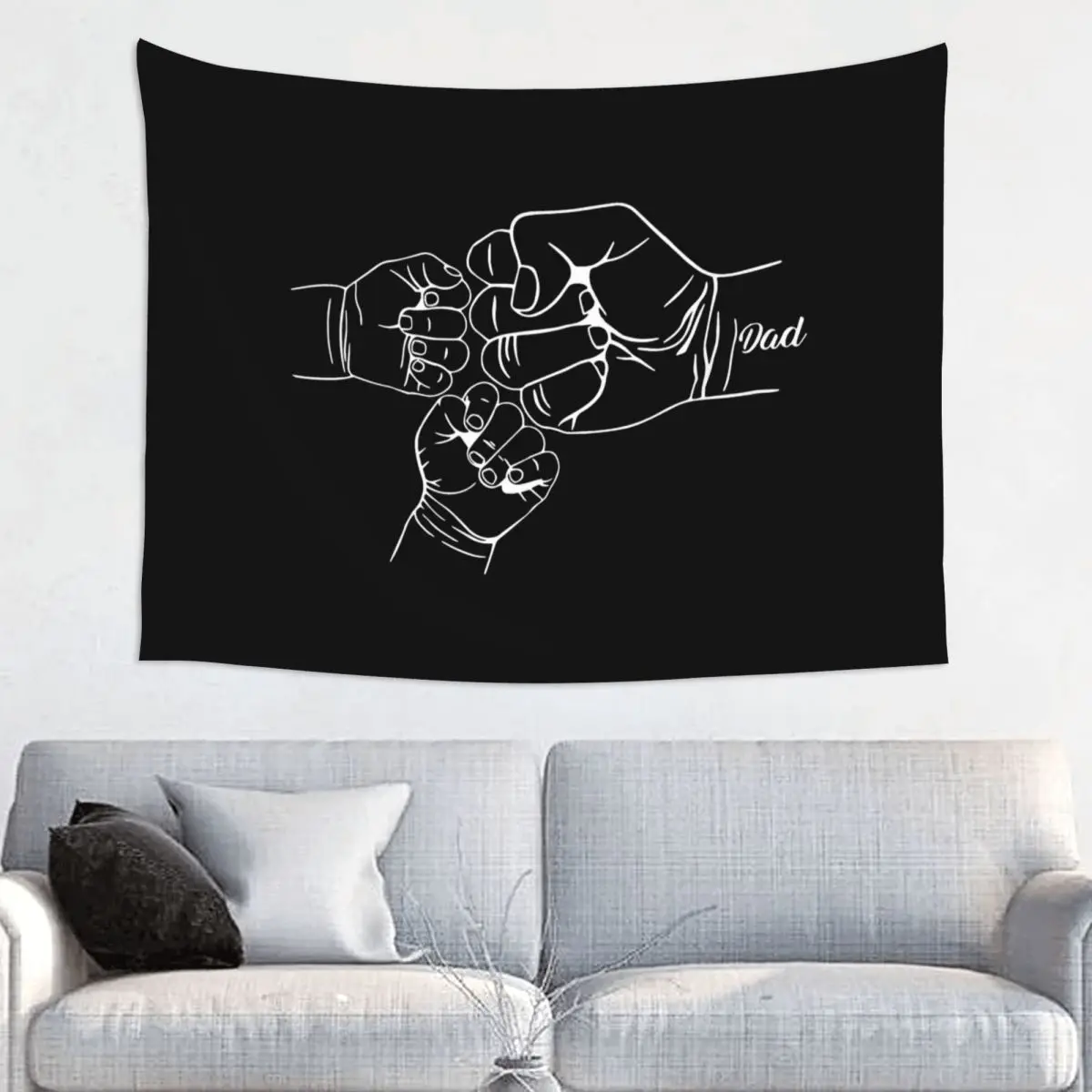 

Hand Drawn Daddy Child Fist Bump Tapestry Bohemian Wall Hanging Fathers Day Wall Decor Background Cloth Witchcraft Wall Blanket