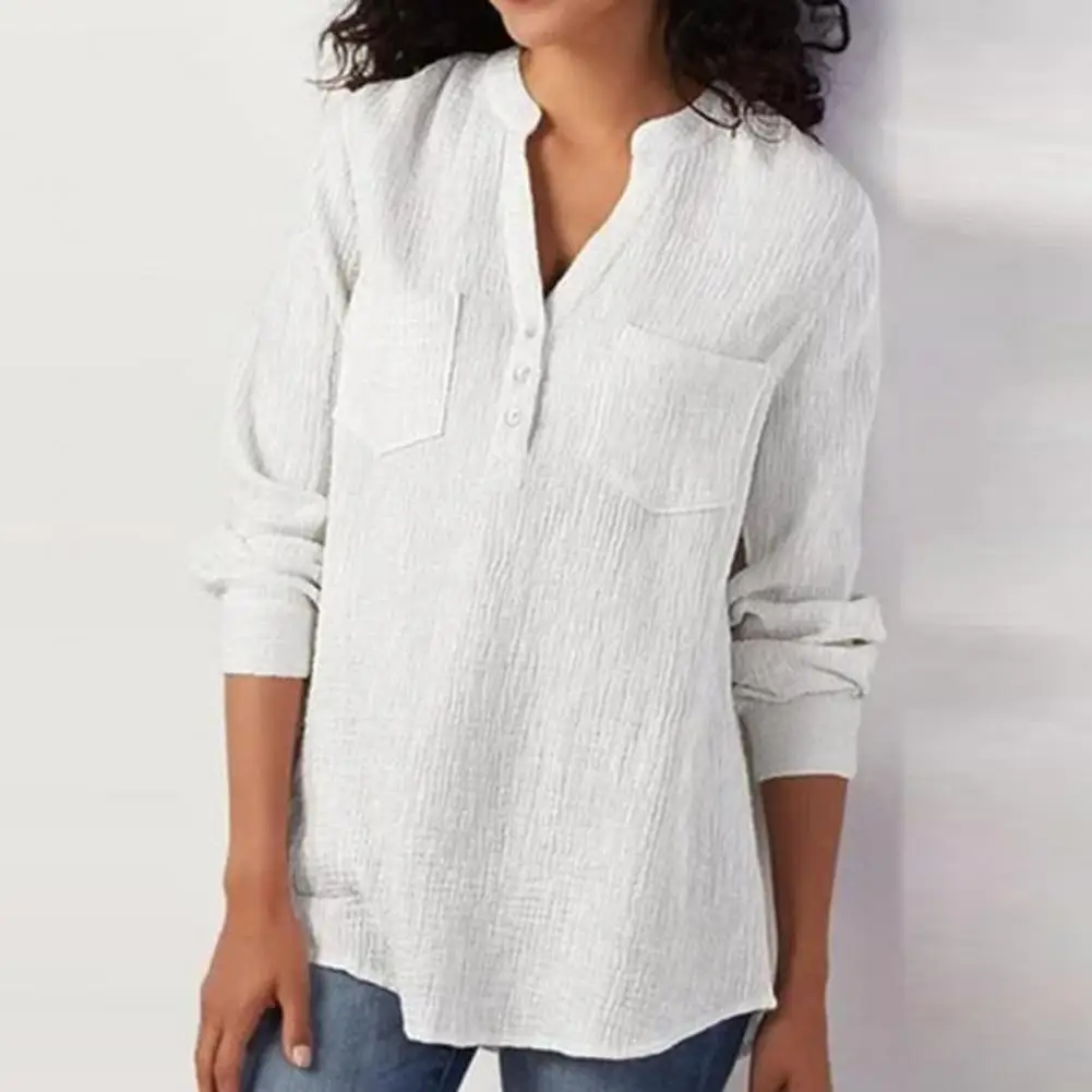 

Women Long Sleeve Loose Shirt Super Soft Cotton Flax Women Button-down Blouse Female Tops for Autumn Female Top Blusas Mujer