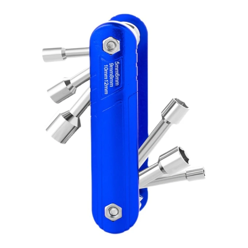 

Folding Portable Hexagonal Wrench Set Metal Metric 5/6/8/9/10/12mm Hex Screwdriver Wrenches Hand Tool Hexagon Spanner