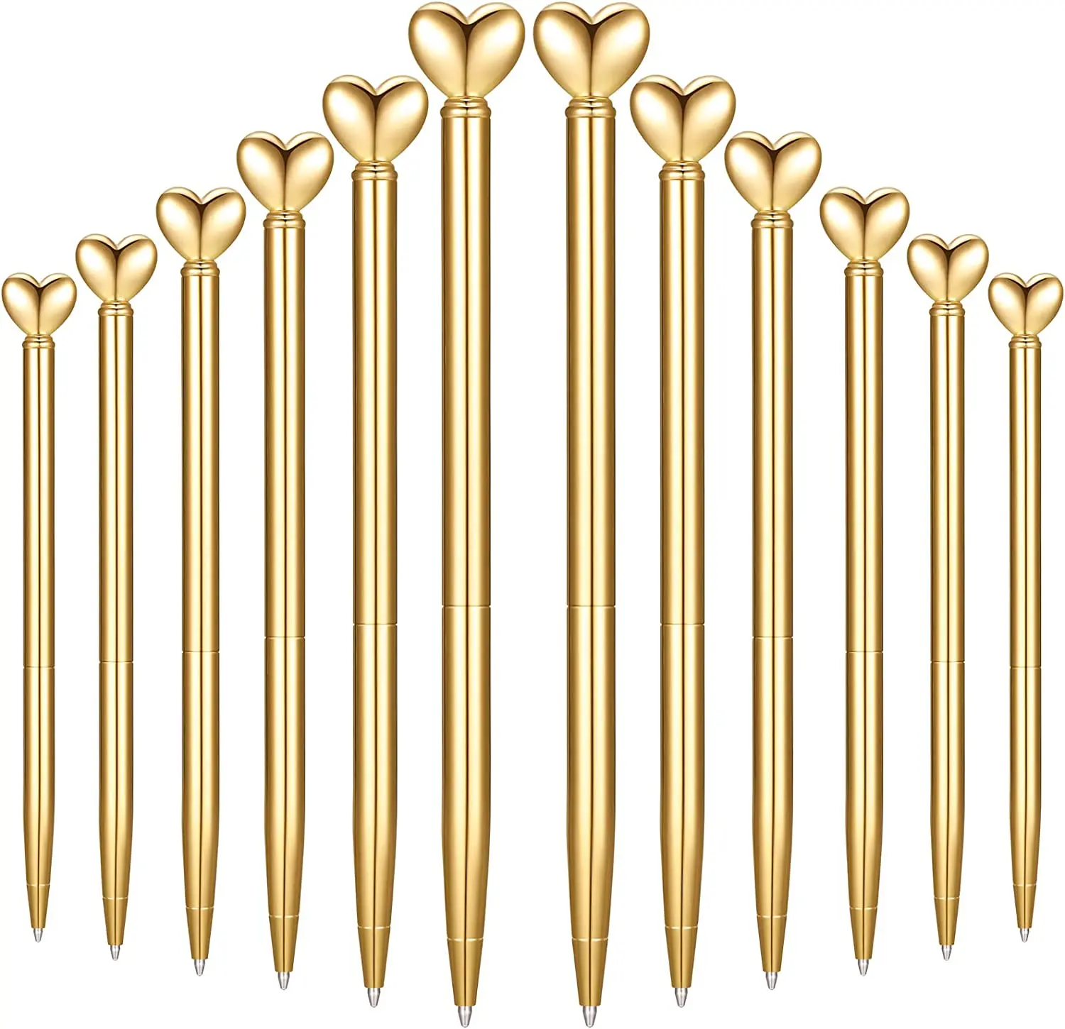 

100Pcs/Lot Heart Shaped Metal Pens Black Blue Ink Retractable Decorative Cute for Women Girl Writing Rose Gold Custom Logo