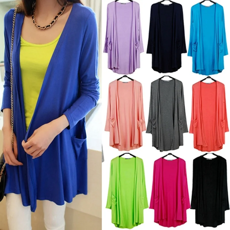 

Осенняя Тонкая Шаль с длинным рукавом, пальто, кардиган из модала, Женская Солнцезащитная рубашка средней длины, рубашка с кондиционировани...